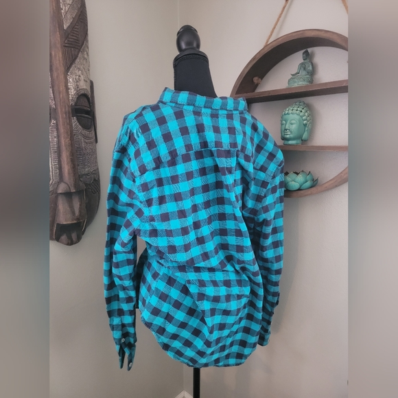 American Eagle Outfitters Plaid Button Up Blue XL - Picture 3 of 8